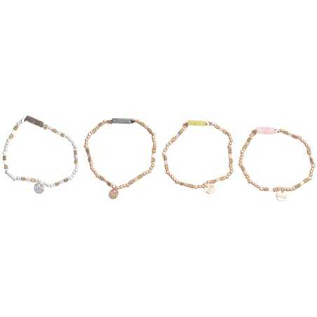 RECTANGULAR STONE METAL BEADS BRACELET