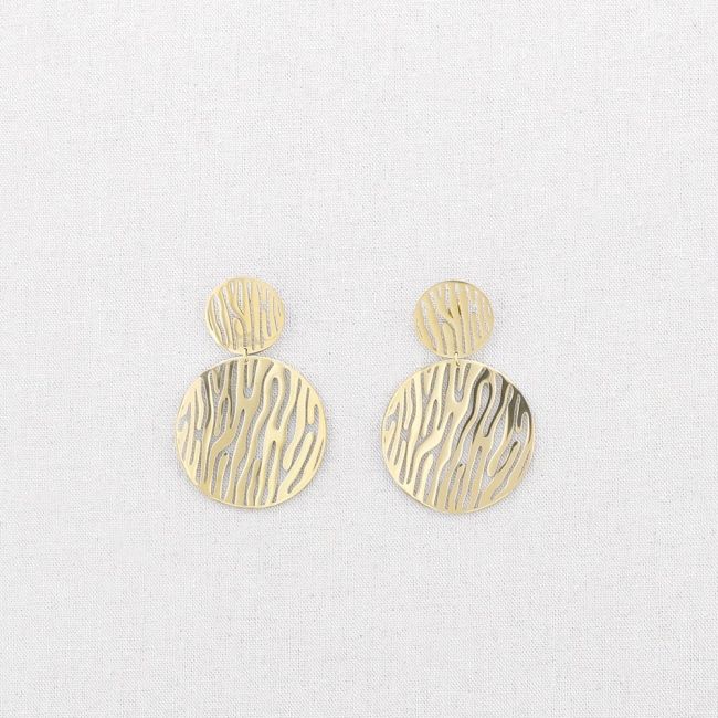 PENDIENTES ACERO DOBLE MEDALLA CALADA