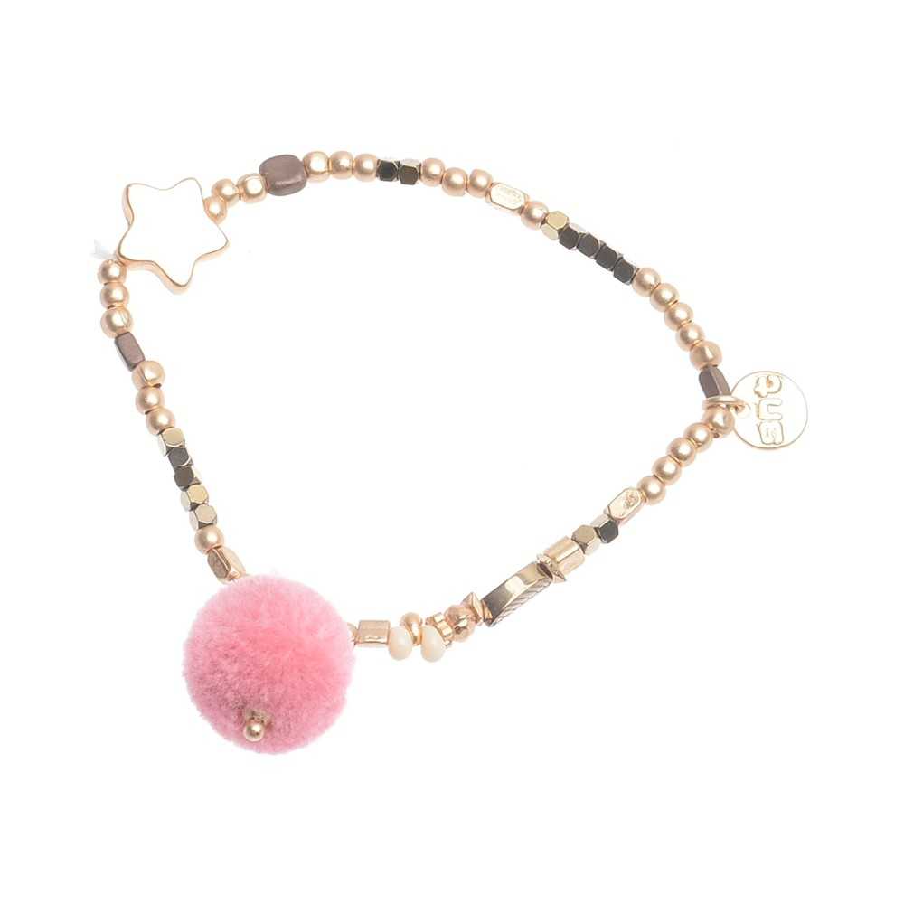 METAL BEADS BRACELET WITH POMPOM STAR