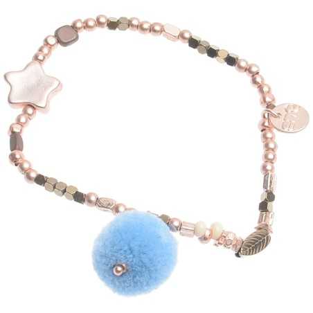 METAL BEADS BRACELET WITH POMPOM STAR