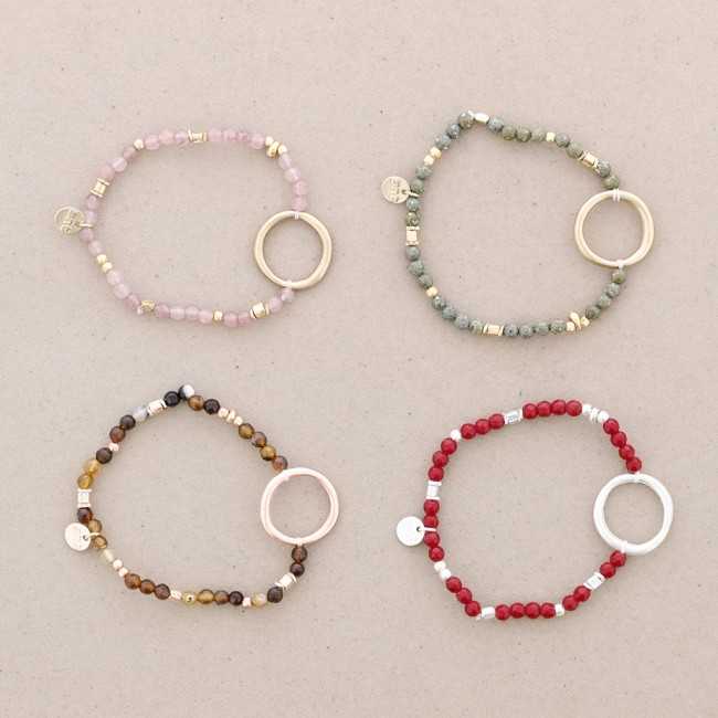 METAL RING STONE BRACELET