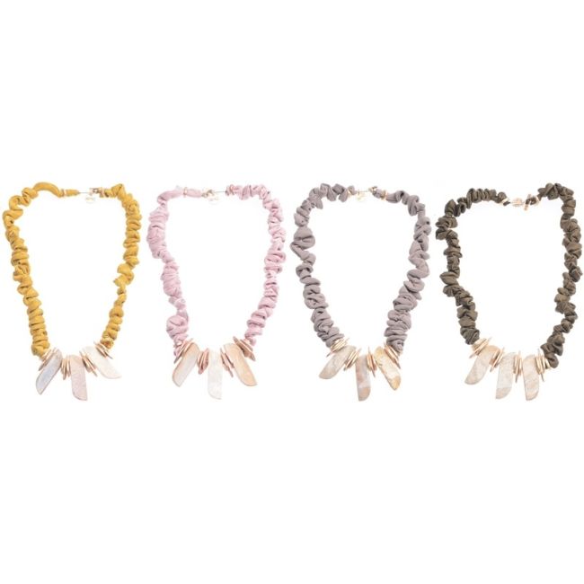 ROUGH SHORT NECKLACE WITH METAL STONE BEADS PENDANTS