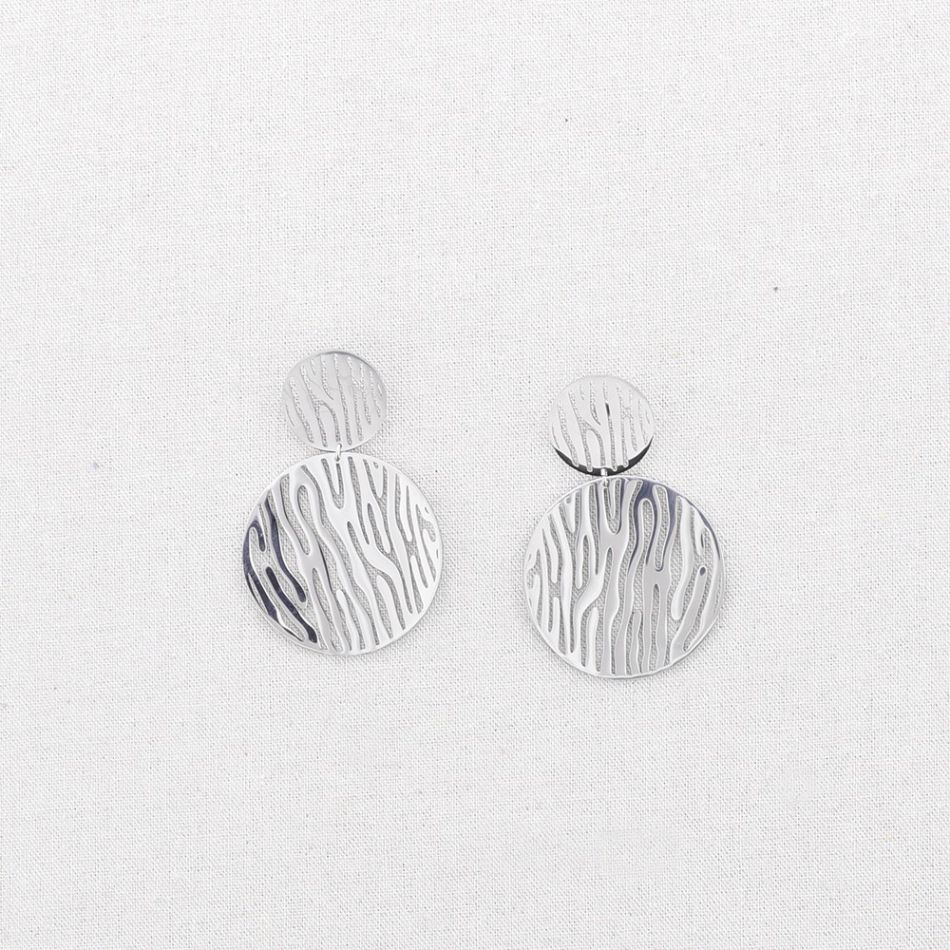 PENDIENTES ACERO DOBLE MEDALLA CALADA