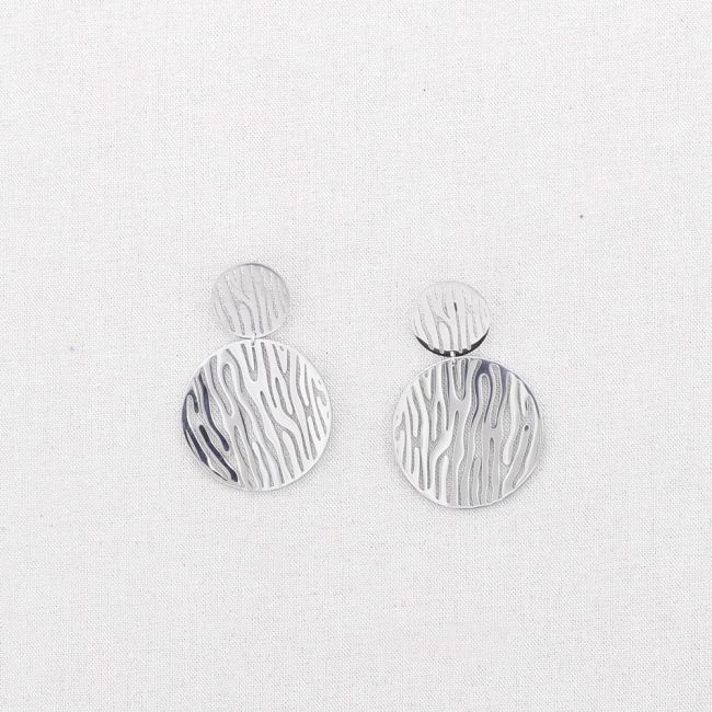 PENDIENTES ACERO DOBLE MEDALLA CALADA