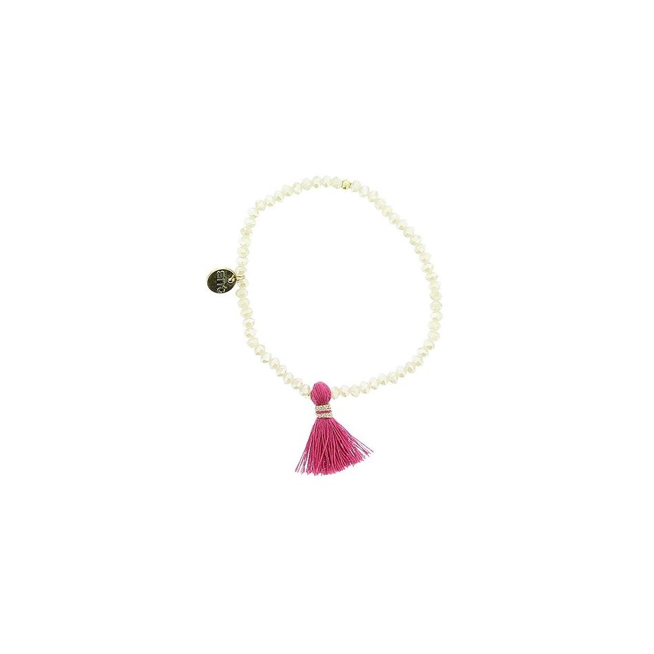 PULSERA CUENTAS FACETADAS COLG. FLECO