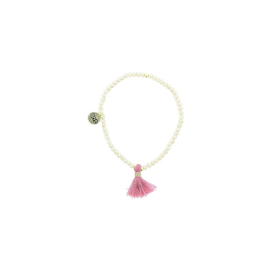 PULSERA CUENTAS FACETADAS COLG. FLECO