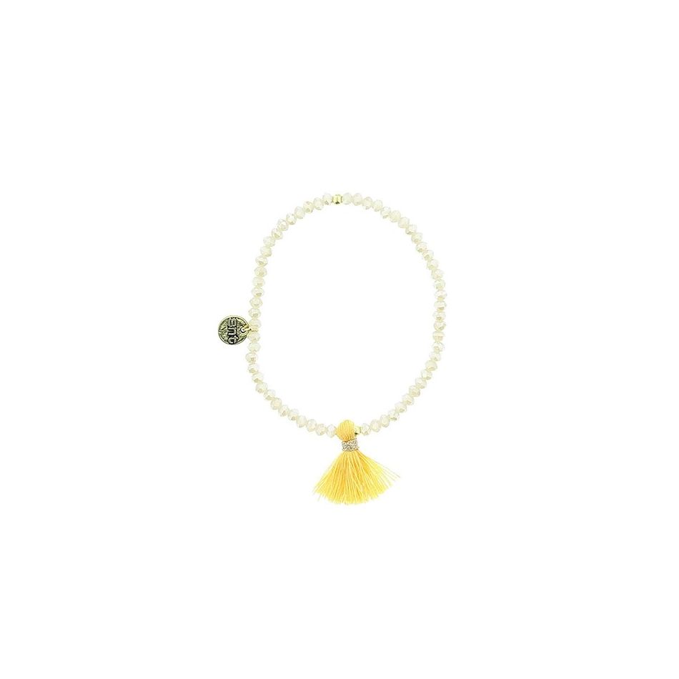 PULSERA CUENTAS FACETADAS COLG. FLECO