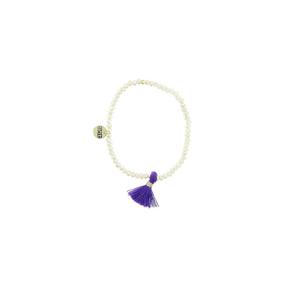 PULSERA CUENTAS FACETADAS COLG. FLECO