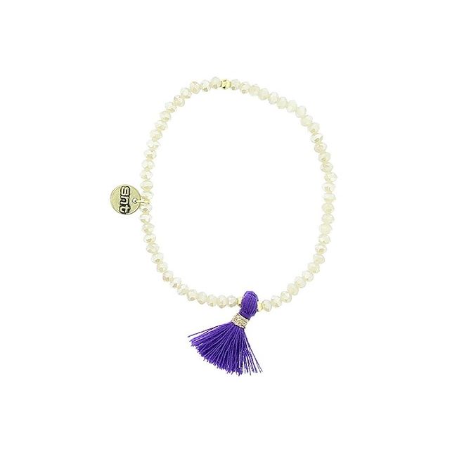 PULSERA CUENTAS FACETADAS COLG. FLECO