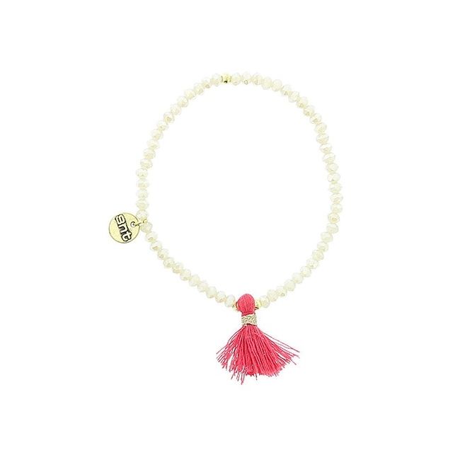 PULSERA CUENTAS FACETADAS COLG. FLECO