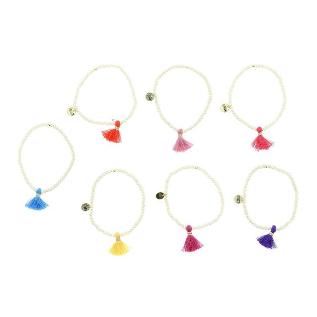 PULSERA CUENTAS FACETADAS COLG. FLECO