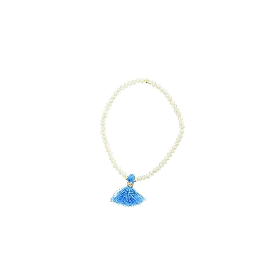 PULSERA CUENTAS FACETADAS COLG. FLECO