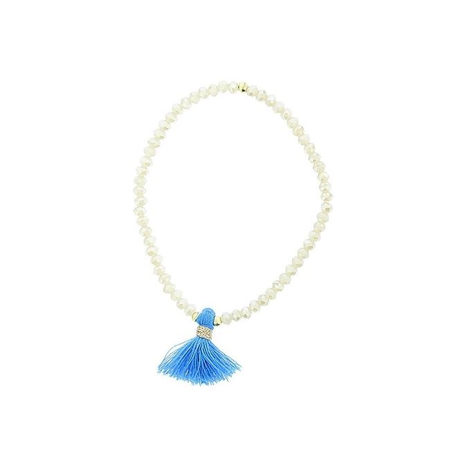 PULSERA CUENTAS FACETADAS COLG. FLECO