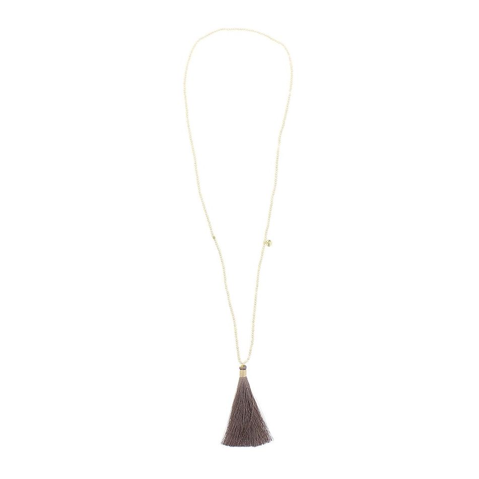 COLLAR LARGO CUENTAS FACETADAS COLG. FLECO