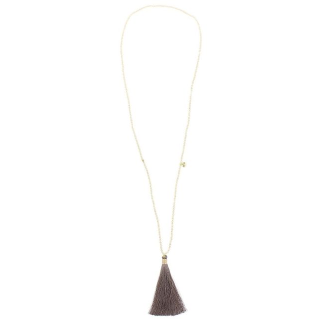 COLLAR LARGO CUENTAS FACETADAS COLG. FLECO