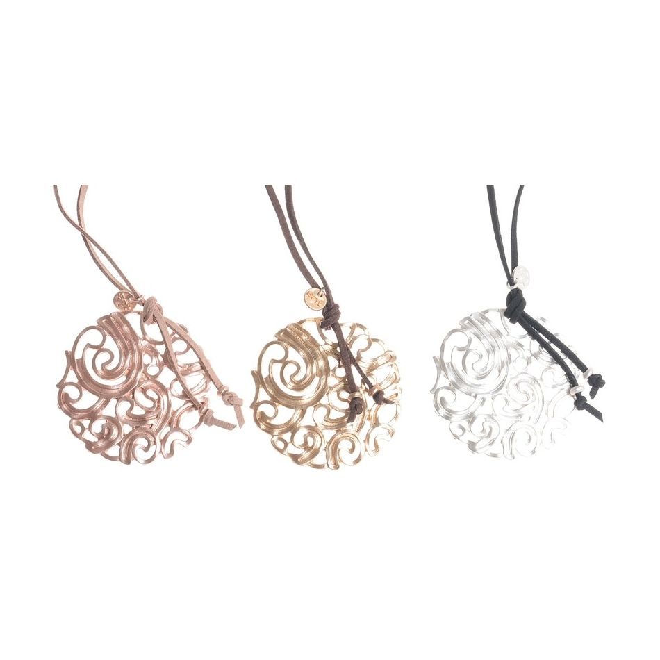 COLLAR LARGO COLGANTE CALADO METAL