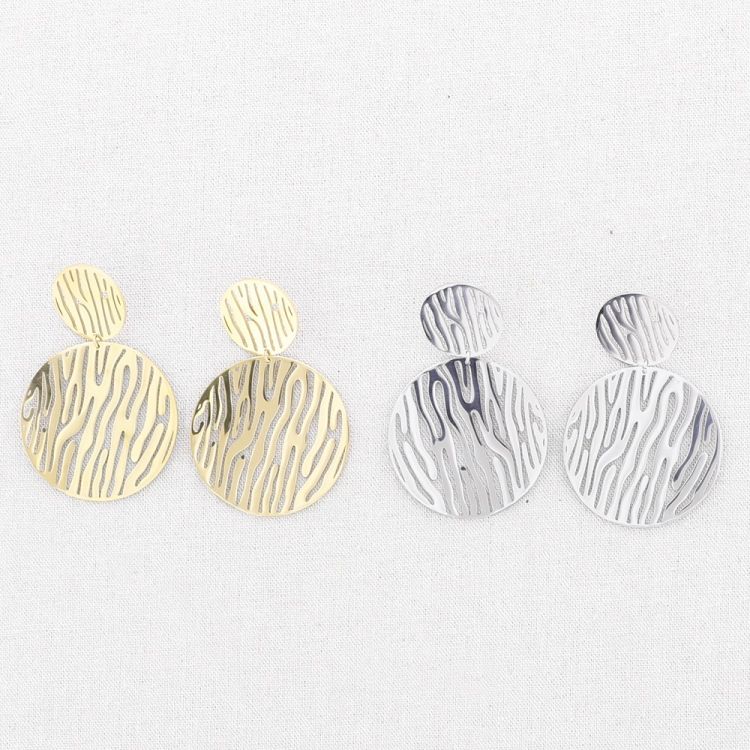 STEEL EARRINGS DOUBLE FRETWORK MEDAL 2