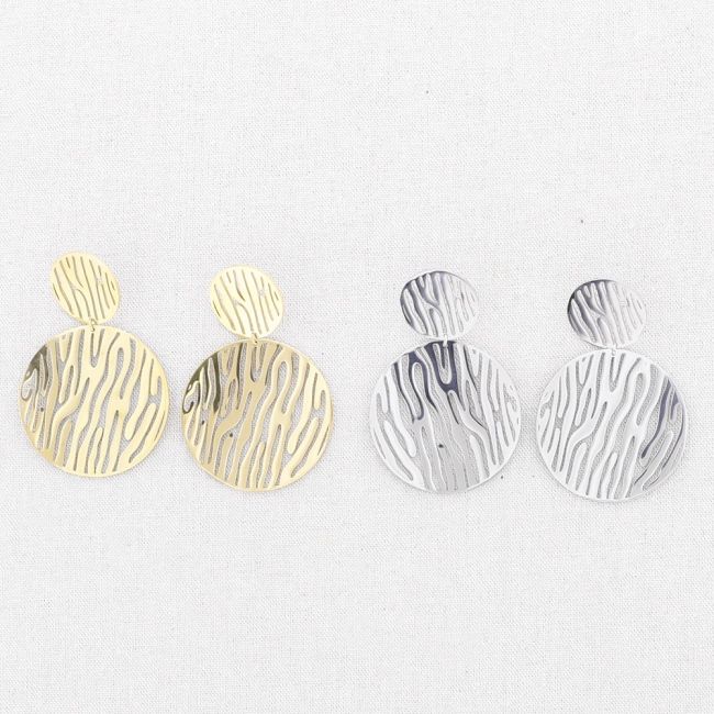PENDIENTES ACERO DOBLE MEDALLA CALADA