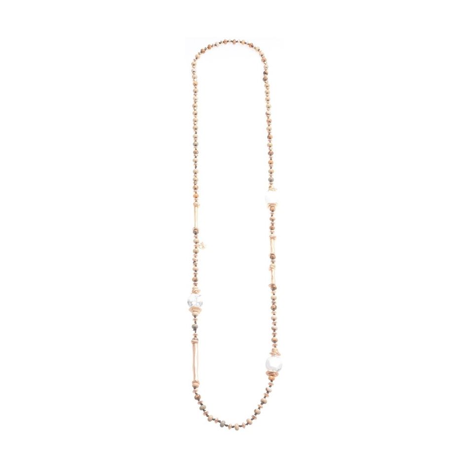LONG NECKLACE STONES METAL PENDANT