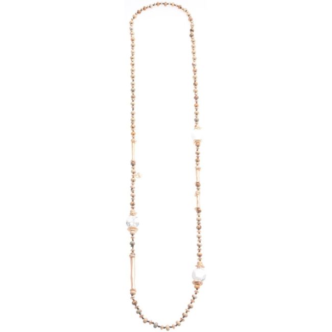COLLAR LARGO PIEDRAS COLGANTE METAL