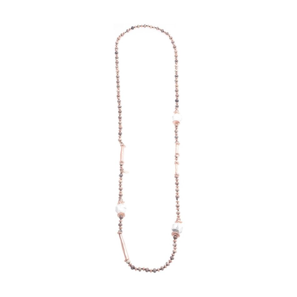 LONG NECKLACE STONES METAL PENDANT