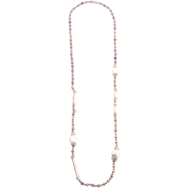 COLLAR LARGO PIEDRAS COLGANTE METAL