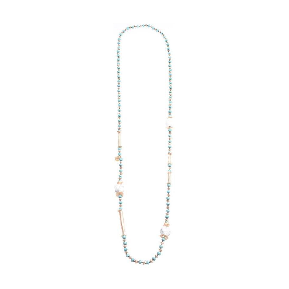 COLLAR LARGO PIEDRAS COLGANTE METAL
