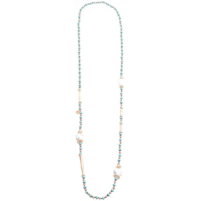 COLLAR LARGO PIEDRAS COLGANTE METAL