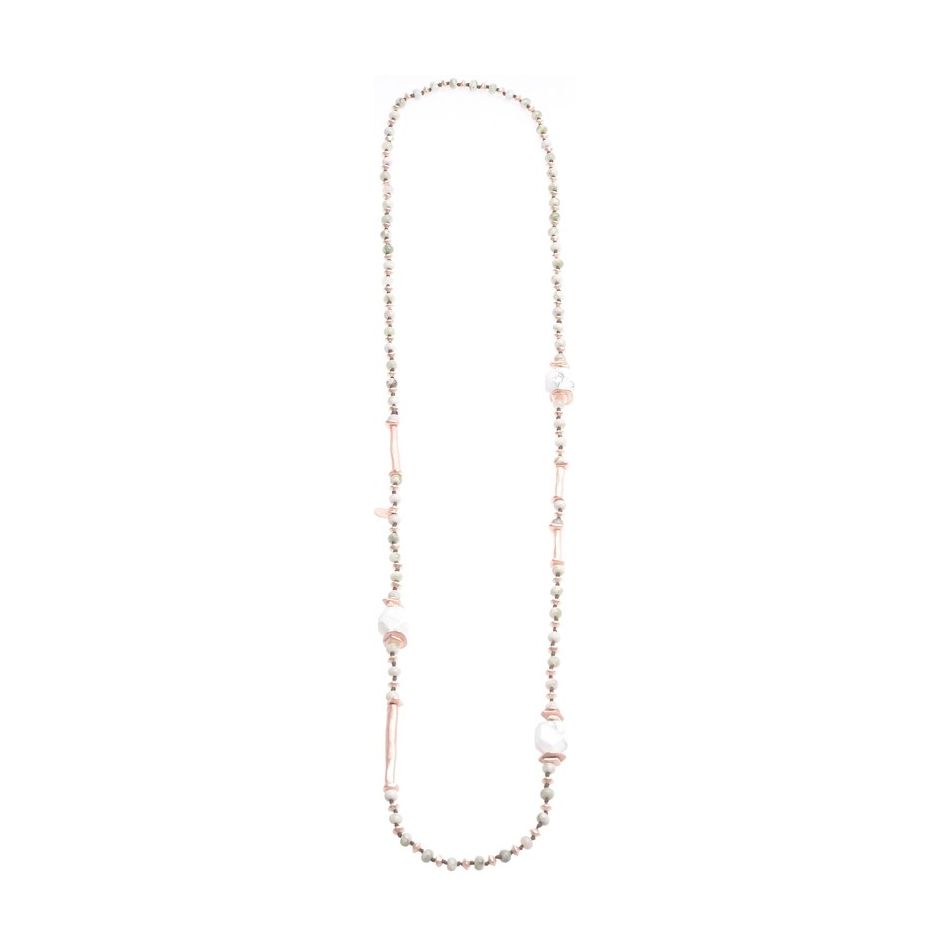 COLLAR LARGO PIEDRAS COLGANTE METAL
