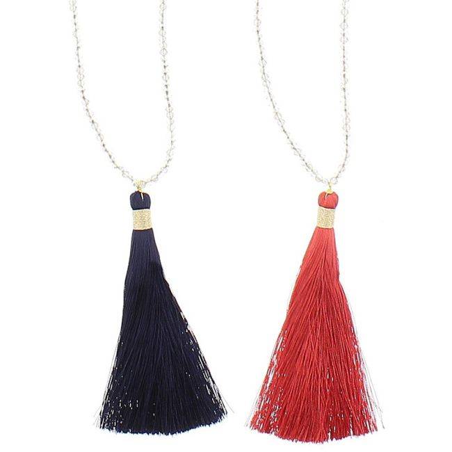 LONG FRINGE PENDANT NECKLACE