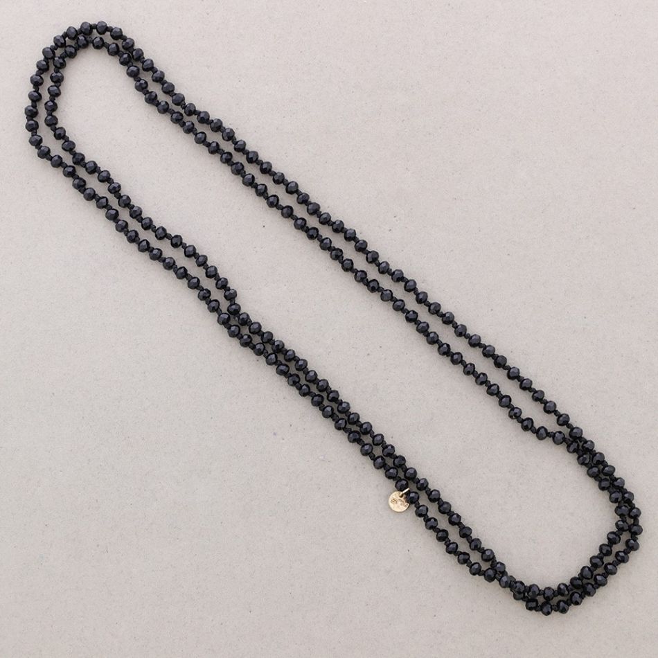 COLLAR LARGO NUDOS BOLAS CRISTALES FACETADOS 1,5M*6MM