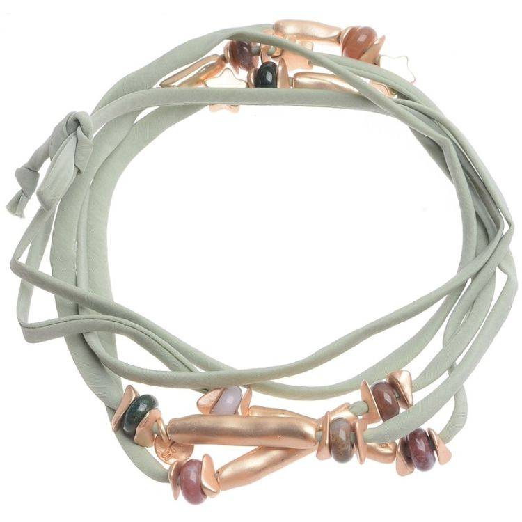 COLLAR LARGO TELA TUBOS METAL