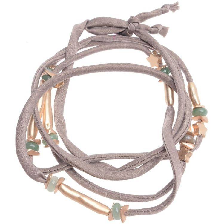 LONG FABRIC NECKLACE WITH METAL TUBES 2