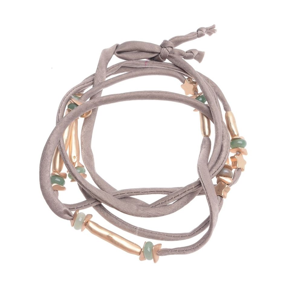 COLLAR LARGO TELA TUBOS METAL
