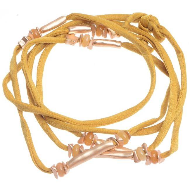 COLLAR LARGO TELA TUBOS METAL