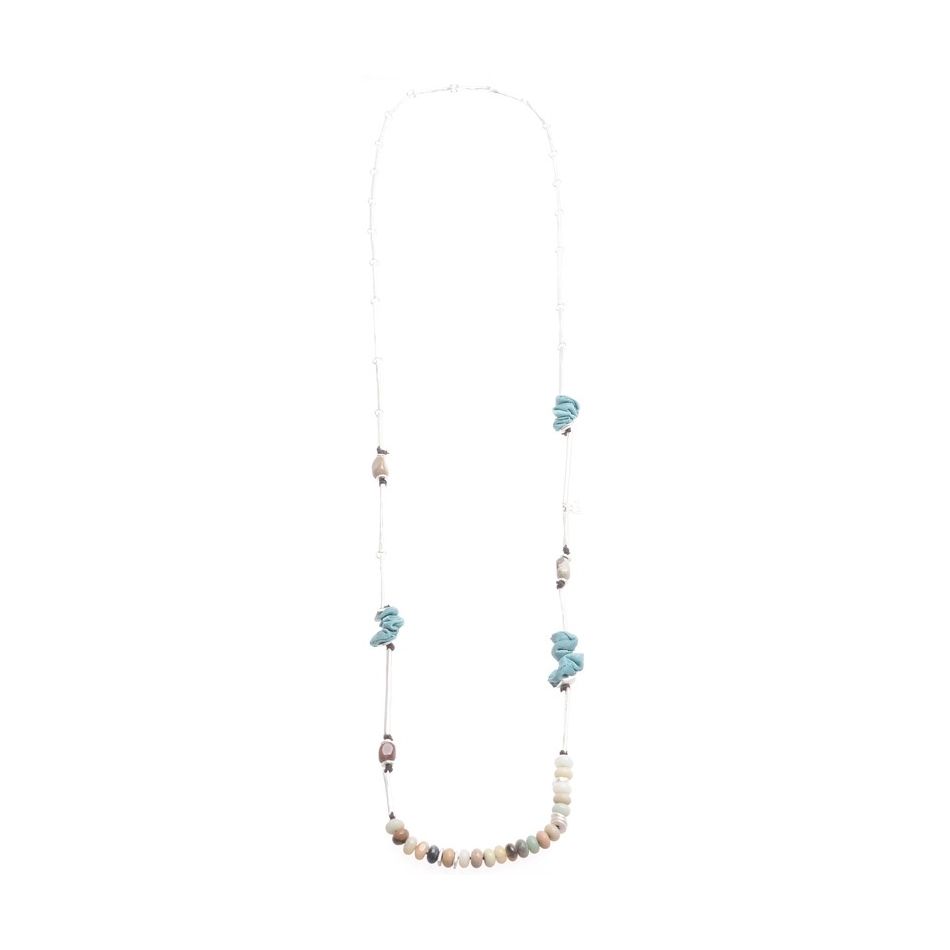 LONG METAL STONE NECKLACE