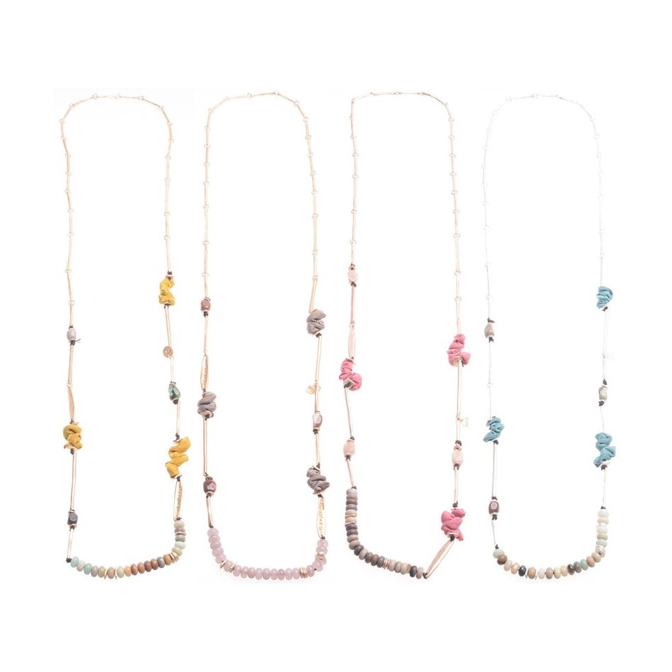 COLLAR LARGO METAL PIEDRAS