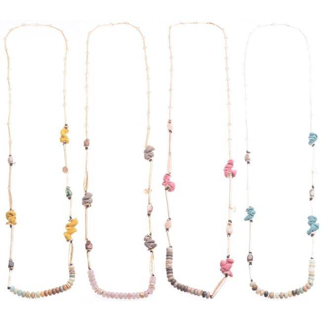 LONG METAL STONE NECKLACE
