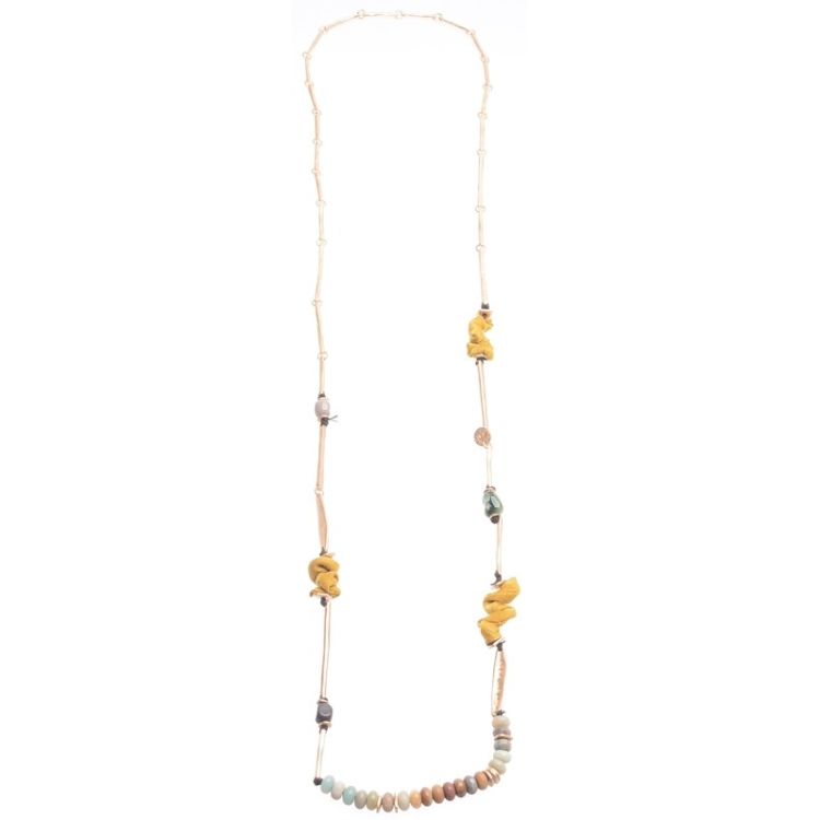 COLLAR LARGO METAL PIEDRAS