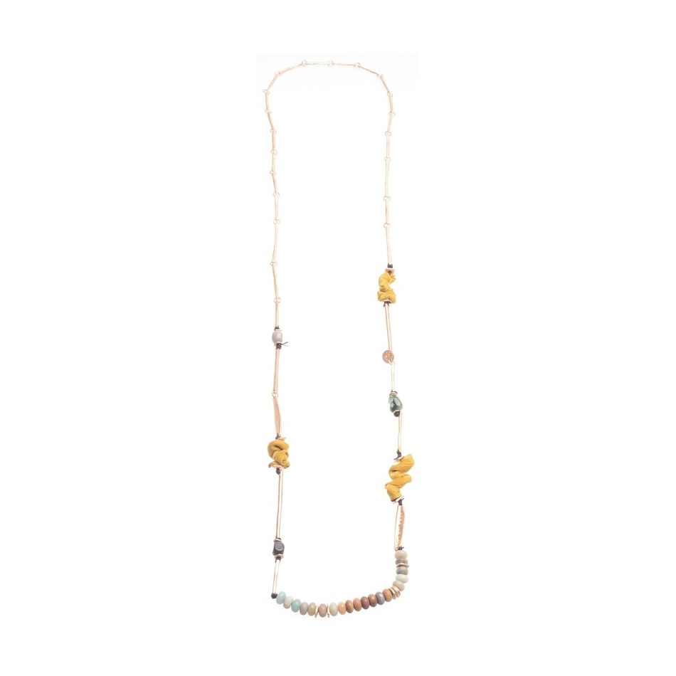 LONG METAL STONE NECKLACE