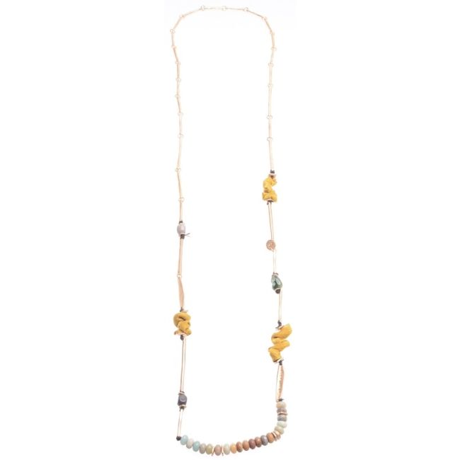 LONG METAL STONE NECKLACE