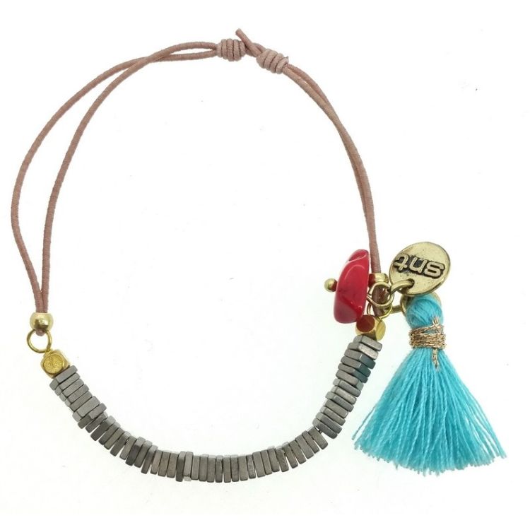 PULSERA  MACRAMÉ CUENTAS METAL