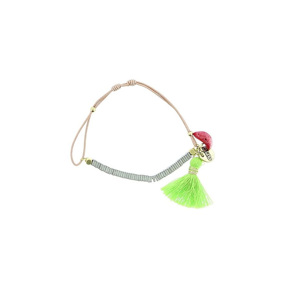 PULSERA  MACRAMÉ CUENTAS METAL