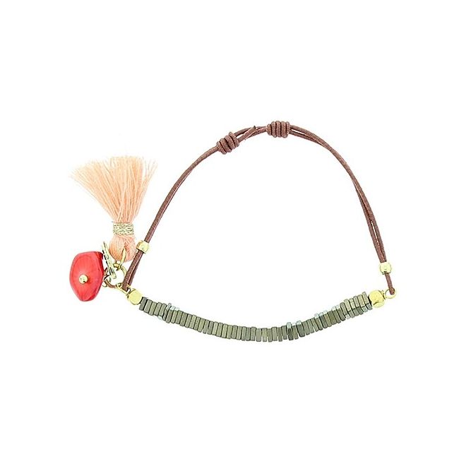 PULSERA  MACRAMÉ CUENTAS METAL