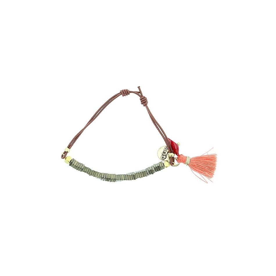 PULSERA  MACRAMÉ CUENTAS METAL