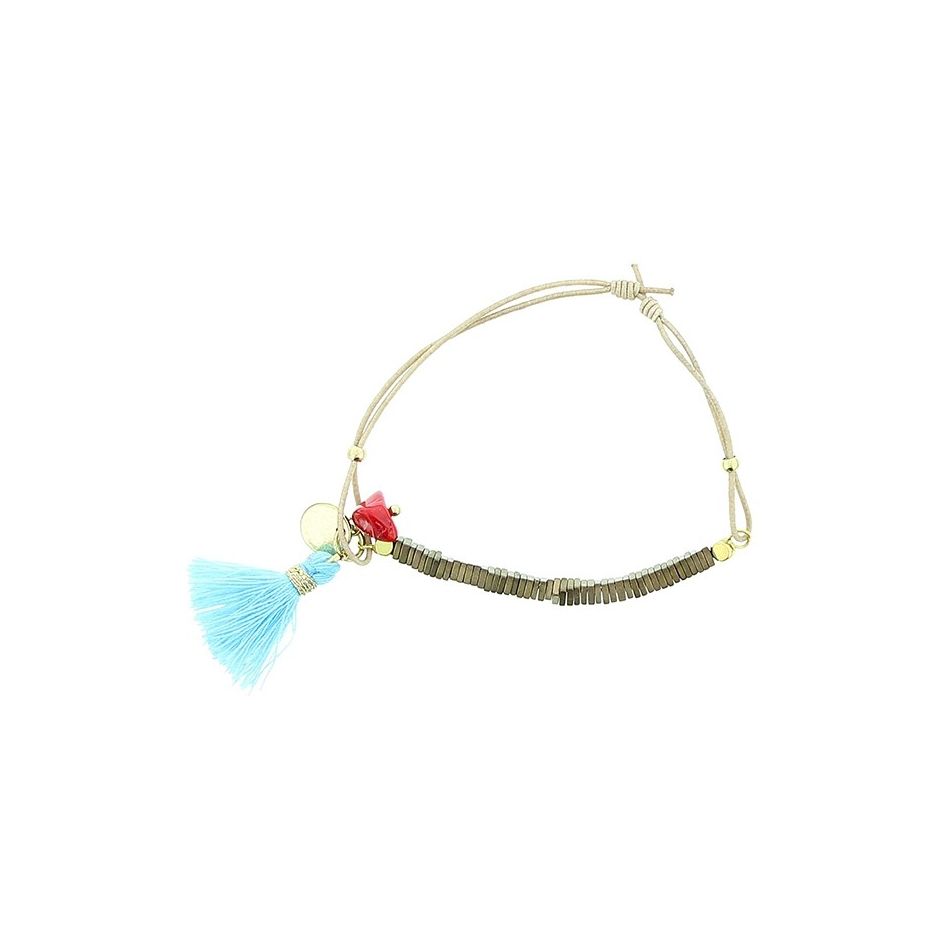 PULSERA  MACRAMÉ CUENTAS METAL