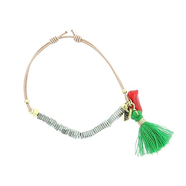 MACRAMÉ BRACELET WITH METAL BEADS