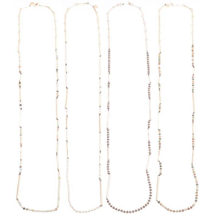 COLLAR LARGO CUENTAS METAL PIEDRAS 2