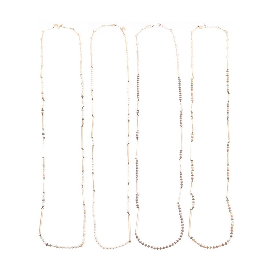 COLLAR LARGO CUENTAS METAL PIEDRAS