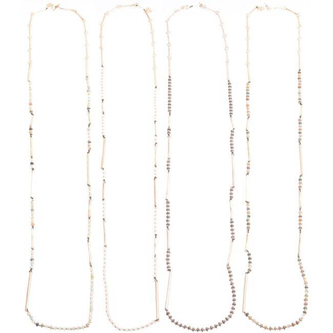 COLLAR LARGO CUENTAS METAL PIEDRAS